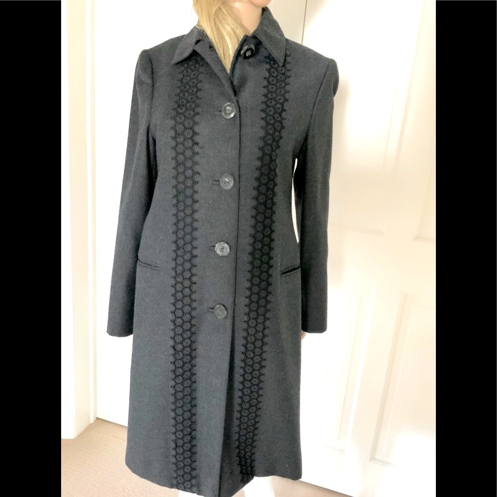 Carolina Herrera gray wool coat 8